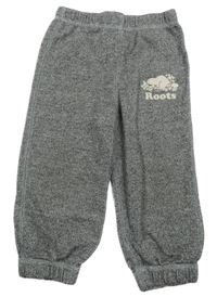 Šedé melírované tepláky s logem Roots 
