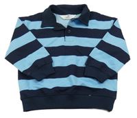 Tmavomodro-tyrkysová pruhovaná mikina s límečkem H&M