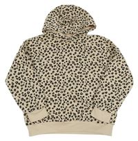 Béžovo-černá vzorovaná mikina se vzorem a kapucí M&S