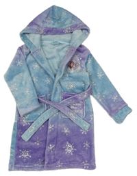 Světlemodro-fialový chlupatý župan s Annou a Elsou Disney 