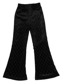 Černé sametové třpytivé flare legíny Primark