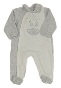 Šedo-bílý sametový overal se zvířátky 