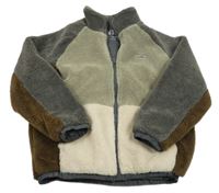 Šedo-béžovo-hnědá chlupatá podšitá bunda Zara