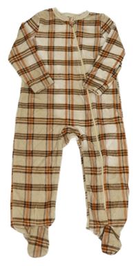 Béžovo-hnědo-rezavý kostkovaný overal So Cute