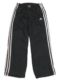 Antracitové šusťákové sportovní kalhoty s logem Adidas