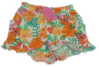 Nové - Bílé žebrované kraťasy s květy Primark