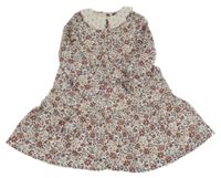 Smetanové plátěné květované podšité šaty Sergent Major