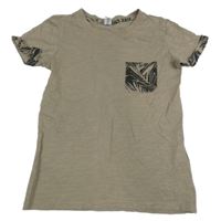 Béžovo-černé tričko s kapsou Dopodopo