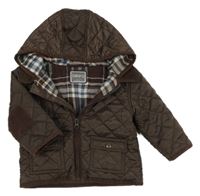 Kávová šusťáková prošívaná zateplená jarní bunda s kapucí M&S