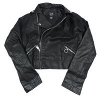 Černý koženkový crop křivák New Look