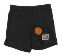 Tmavošedé bavlněné kraťasy s nášivkami 