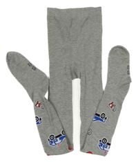 Šedé punčocháče s auty 