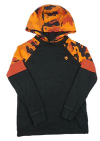 Černo-oranžovo-červená army mikina s kapucí Next 
