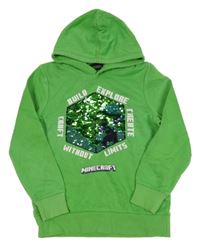 Zelená mikina Minecrft s kapucí 