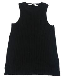 Černý žebrovaný úpletový crop top H&M