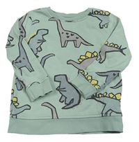 Mentolovošedá mikina s dinosaury George