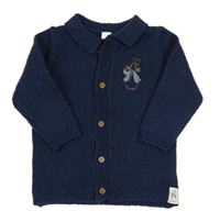 Tmavomodrý propínací svetr s králíčkem - Peter Rabbit a límečkem M&S