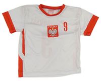 Bílo-červený sportovní fotbalový dres s číslem