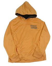 Oranžová sportovní mikina s nápisy a kapucí ZEEMAN