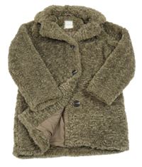 Šedohnědý kožešinový podšitý kabát s límečkem Next