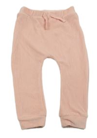 Světlerůžové žebrované plyšové turecké tepláky little nutmeg