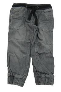 Tmavošedé cuff podšité rifle s úpletovým pasem Topolino