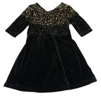 Černo-zlaté sametové šaty s flitry Tu