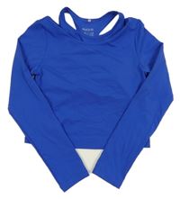 Safírové sportovní crop triko se všitým crop topem H&M