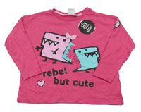 Nové - tmavorůžové triko s příšerkami KuKuKid