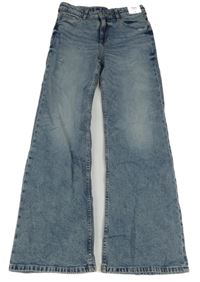 Nové - modré baggy waist bootcut leg rifle s prošoupáním H&M
