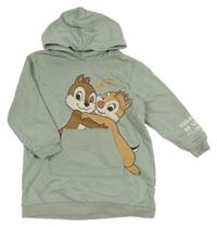 Světlekhaki teplákové šaty s Chipem a Dalem a kapsou a kapucí H&M