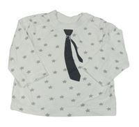 Bílé triko s tištěnou kravatou a hvězdičkami Topomini