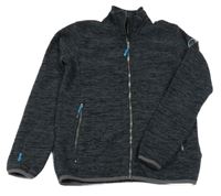 Tmavošedo-černá melírovaná pletená propínací mikina s nášivkou Killtec