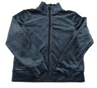 Tmavomodrá plyšová propínací mikina ONLY