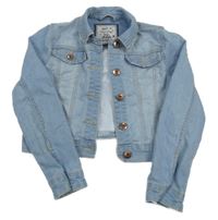 Světlemodrá riflová crop bunda s límečkem Tu