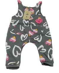 Nové - tmavošedé laclové turecké zateplené tepláky se srdíčky CANADA