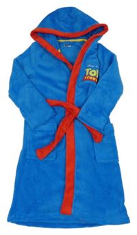 Modro-červený plyšový župan s nášivkou - Toy Story a kapucí Disney
