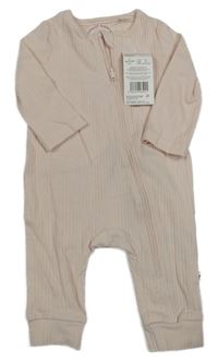 Nové - světlerůžový žebrovaný overal F&F