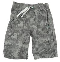 Šedé plátěné kraťasy s listy a ještěrkami Kids