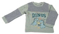 Světlekhaki-šedá/melírovaná mikina s dinosaury orsolino