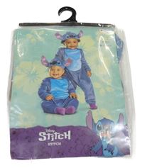 Nové - Kostým - 2Set - Modrá plyšová kombinéza + čepice - Stitch Disney