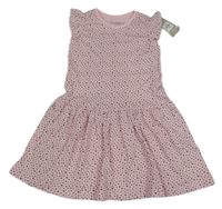 Nové - světlerůžovo-černé vzorované šaty s volánky PRIMARK