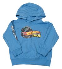 Modrá oversize mikina s monster truckem - Hot Wheels a kapucí PEPCO