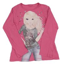Tmavorůžové triko s modelkou TOP MODEL