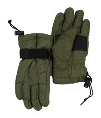Khaki-černé šusťákové zimní prstové rukavice