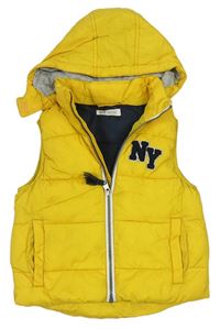 Žlutá šusťáková zateplená vesta s kapucí H&M