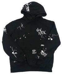 Černá mikina s nápisy a kapucí H&M
