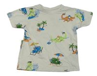 Smetanové tričko s dinosaury a palmami Primark