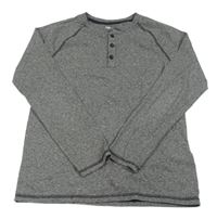 Tmavošedé melírované triko s knoflíky H&M