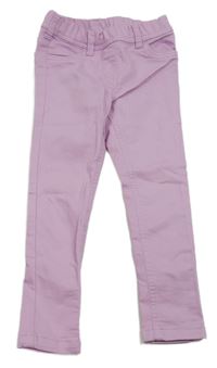 Růžové plátěné elastické skinny kalhoty C&A